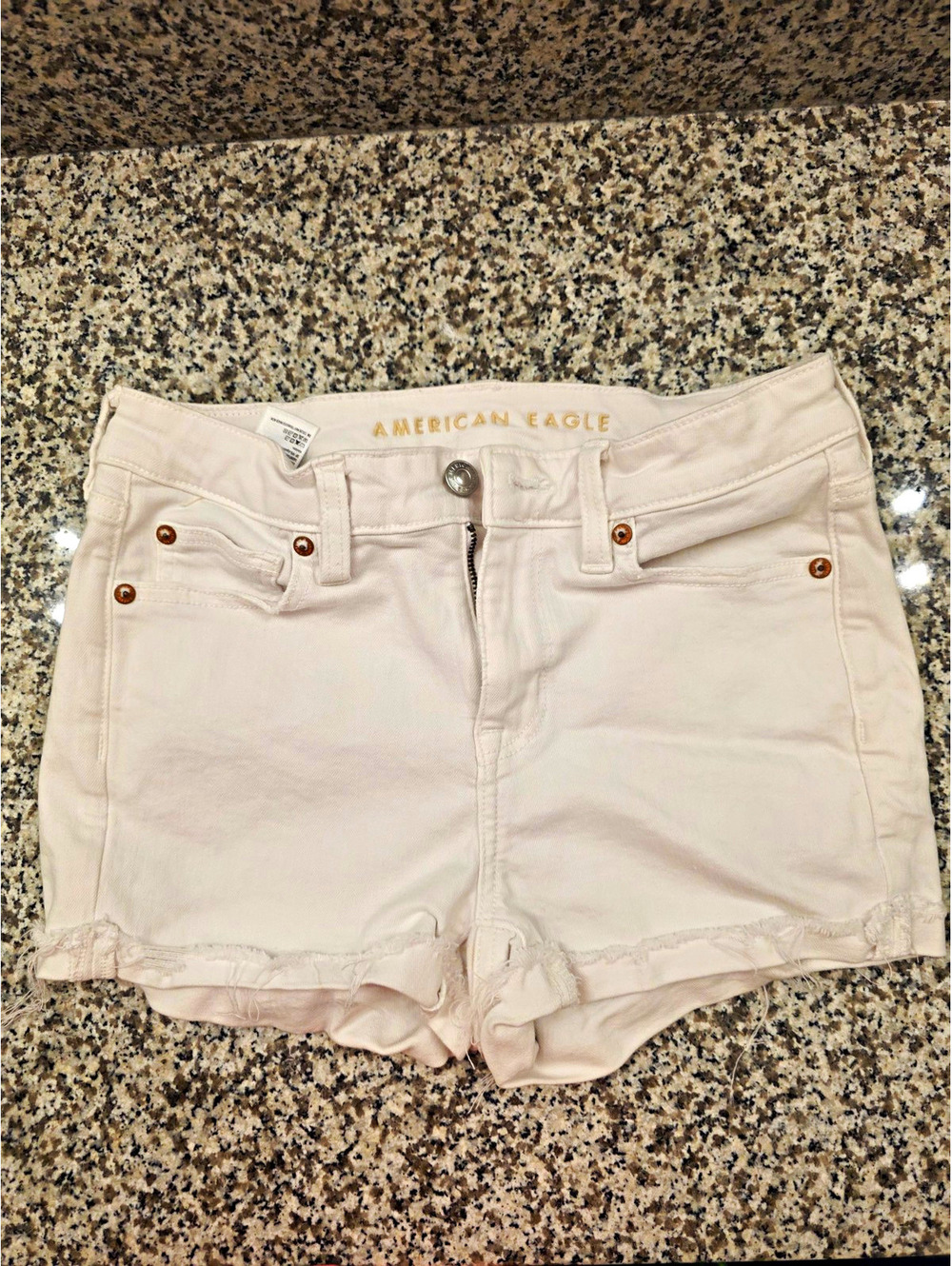 American Eagle Outfitters Women's Size 4 White Jean Shorts Cut Off Distressed